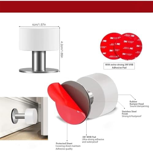 Door Stoppers,2PC Door Stop Wall Protector, Door Stoppers for Bottom of Door with Self Strong Adhesive,for Home & Office Use（Black Door Stopper）