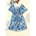 thumbnail image 1 of ABPHQTO Vestido de mujer floral con cuello cuadrado y volantes azul, 1 of 5