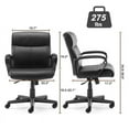 thumbnail image 6 of Gianna PU Leather Mid-back Office Chair with Fixed Padded Armrests for Adults, Black, 6 of 6