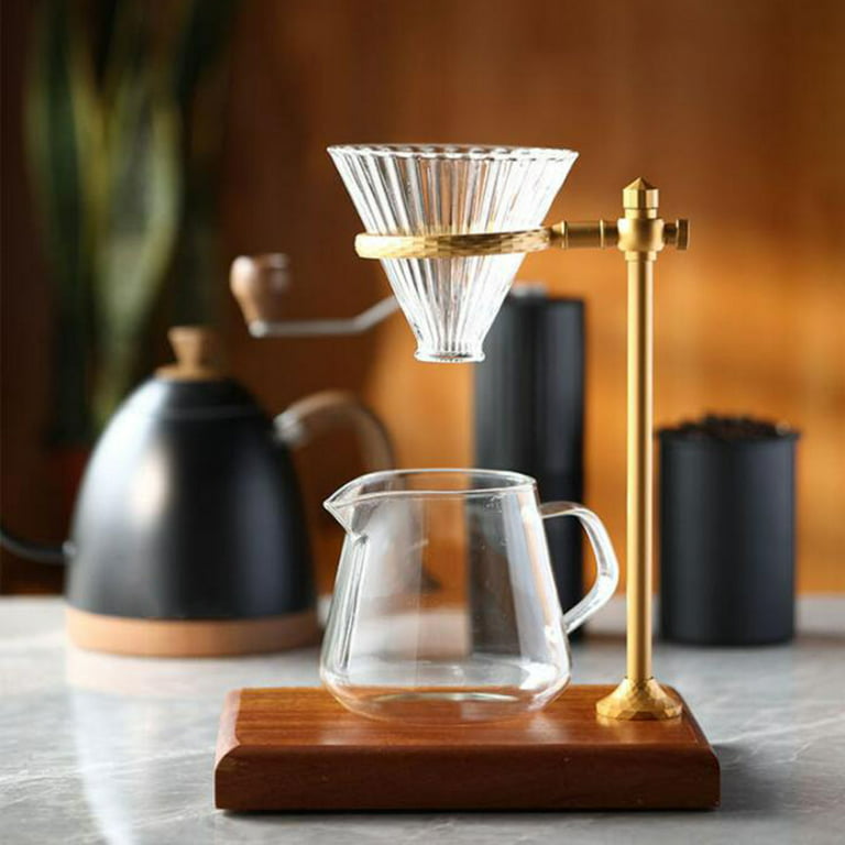 IVYKIN V60 Powerful Coffee Dripper Stand Pour Over Coffee Stand Adjustable Pour  Over Coffee Maker Drip Coffee Stand Metal Frame And Walnut Base - IVYKIN