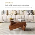thumbnail image 2 of Round Modern Coffee Table for Living Room, Coffee Tables for Living Room with Glass Top and Cross Solid Wood Legs, Multifunctional Low Table for Apartment, Bedroom(Brown,80 * 80 * 31cm), 2 of 7