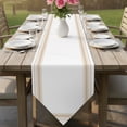 thumbnail image 6 of Modern Minimalist Art Table Runner Linen Burlap Table Runner 120 Inches Long Simple Stripes Grid Pattern Tan Dresser Scarves for Kitchen Island Coffee Dining Room Party Wedding Holiday Decor 13"x120", 6 of 8