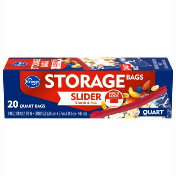 KR Stand & Fill Quart Slider Storage Bag 20 ct