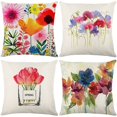 thumbnail image 1 of Funda de almohada Funda de almohada decorativa con estampado de flores primaverales coloridas alrededor de conejo Funda de cojín para decoración del hogar Funda de almohada de lino y algodón de 18.0 x, 1 of 5