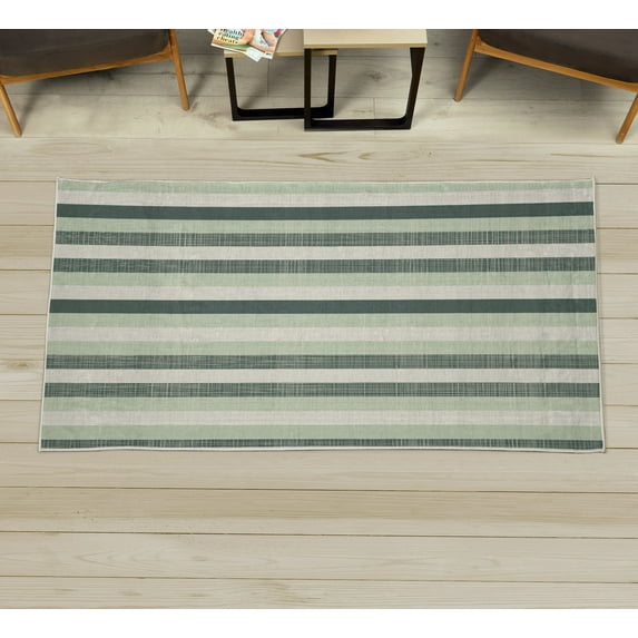 Retro Decorative Rug, Classical Vertical Stripes Pattern Texture Image Old Fashioned Display Art, Quality Carpet for Bedroom Dorm and Living Room, 6 Sizes, Pistachio Green, by Ambesonne
