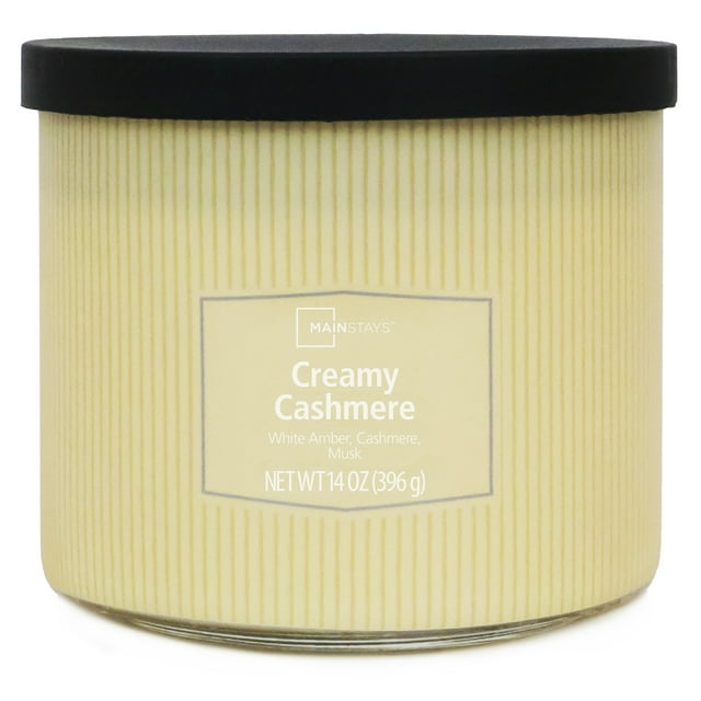 Bougie parfumée Mainstays à 3 mèches, enveloppée texturée Cachemire crémeux, 14 oz