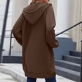 thumbnail image 5 of WULMLEO Womens Long Hoodies Lined Full Zip Up Hooded Long Sleeve Jacket Casual Lightweight Sweater Coat Loose Fit Vacation Pullover Tops with Pocket Brown XL, 5 of 9