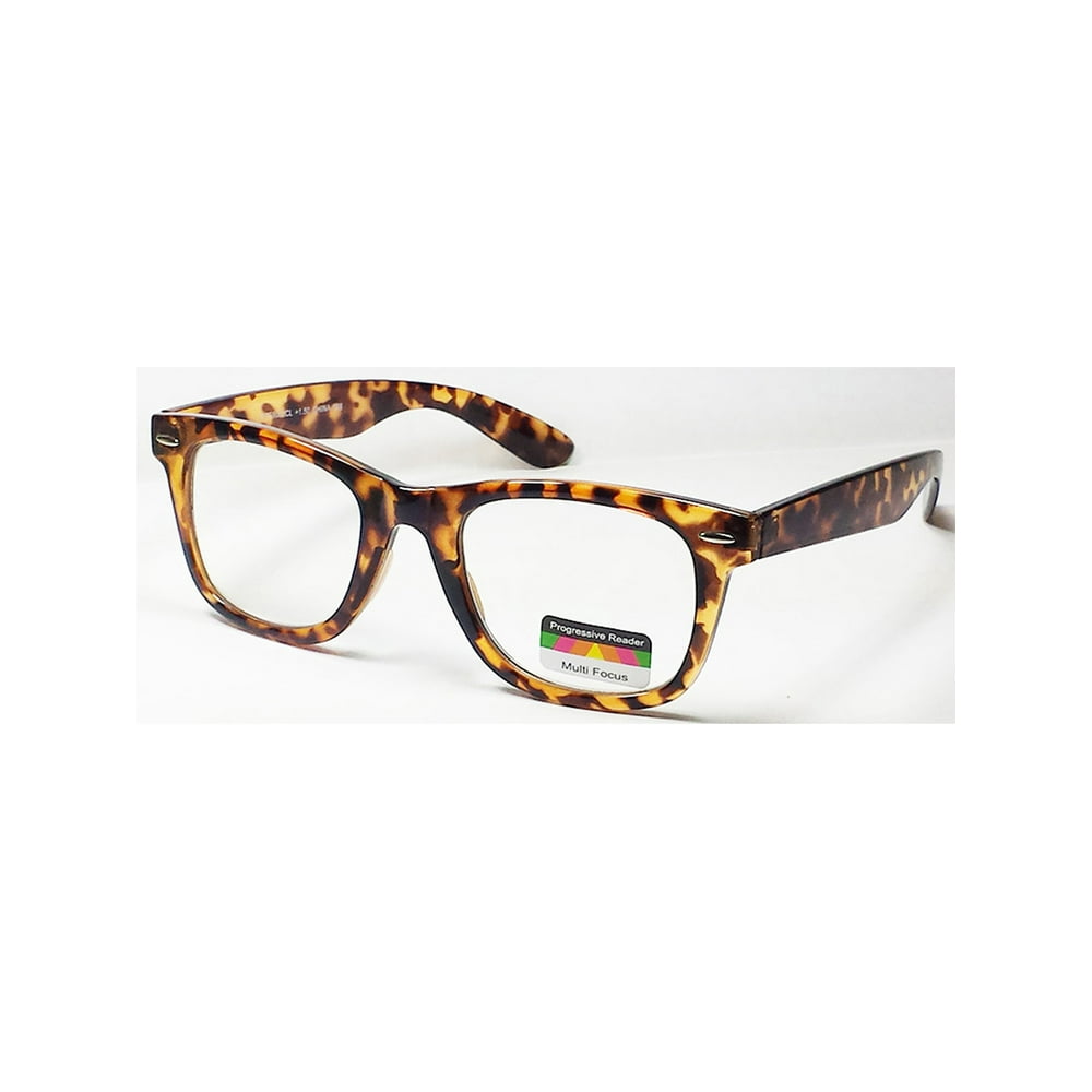 Multi Focus 3 in 1 Progressive Reading Glasses Square Tortoise +2.00