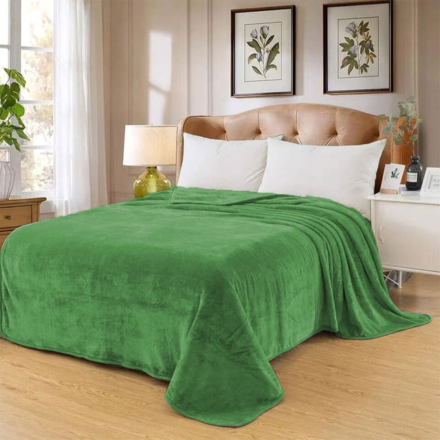 Cobertor Ligero Matrimonial MELOCOTTON HOGAR Suave VERDE oscuro