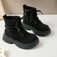 thumbnail image 5 of Suede Chunky Ankle Boots for Girls Round Toe Lace up Lug Sole High Top Zipper Fall Winter Booties, 5 of 7