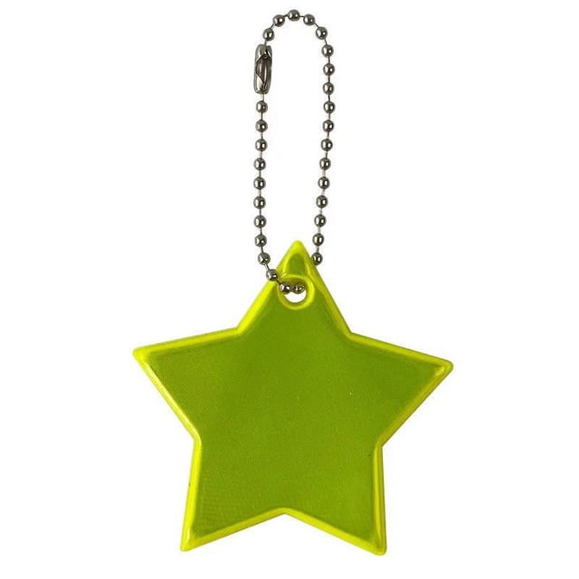 Llavero con forma de estrella de PVC con logotipo de advertencia nocturna y reflector para montar en la mochila escolar