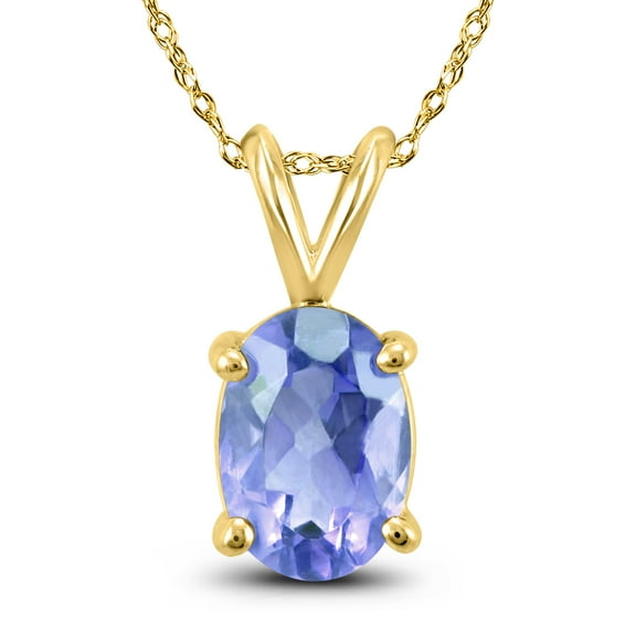 SZUL Women's 14K Yellow Gold 5x3MM Oval Tanzanite Pendant