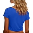 thumbnail image 6 of Crunowin Women’s Casual Crop Top, Soft Breathable Round Neck Short-Sleeve Summer Lightweight Tee Blue Free Size, 6 of 6