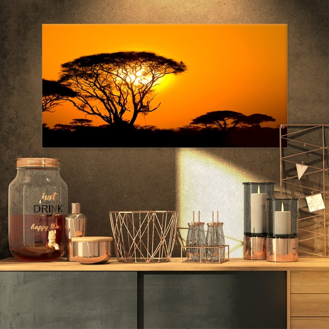 Beautiful African Sunset in Savannah - African Landscape Canvas Art Print