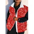 thumbnail image 4 of Women Floral Printed Puffer Vest Stand Collar Zip‑Up Sleeveless Quilted Jacket with Pockets, 4 of 6