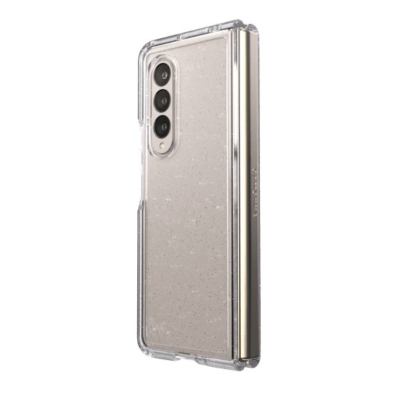 Speck Presidio Perfect-Clear Fold Case for Galaxy Z Fold4 - Clear/Silver Glitter