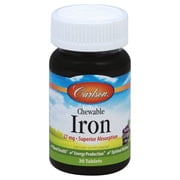 Carlson Chewable Iron, Natural Grape, 27 mg, 30 Tablets