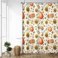 thumbnail image 2 of 84x72 Inch Fall Thanksgiving Farm Shower Curtain Pumpkin Watercolor Floral Farmhouse Bath Curtain Autumn Harvest Long Fabric Shower Curtains for Kids Bathroom Decor Waterproof with Hooks, 2 of 6