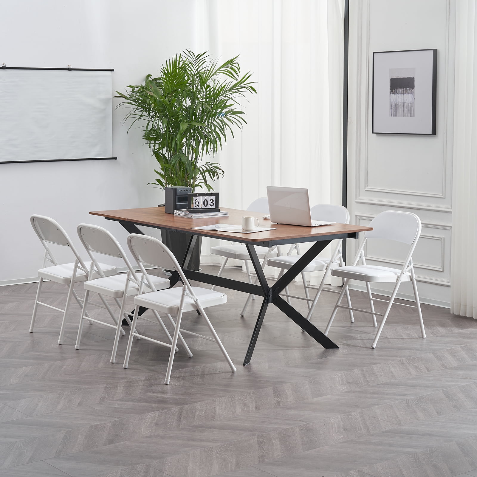 6Pcs Foldable Chairs for Convention & Exhibition, White