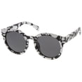 thumbnail image 2 of Women's Matte Horn Rimmed Marble Print Flat Lens Round Sunglasses 54mm (Marble / Smoke), 2 of 4