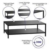 Brock Outdoor Patio Coffee Table Commercial Grade Coffee Table for Deck, Porch, or Poolside - Steel Square Leg Frame