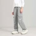 thumbnail image 2 of Zshosam Joggers for Boys Athletic Boys Cargo Pants Stretch Elastic Waist Kids Joggers Size 9T 10T,(Light Gray 9-10 Years), 2 of 5