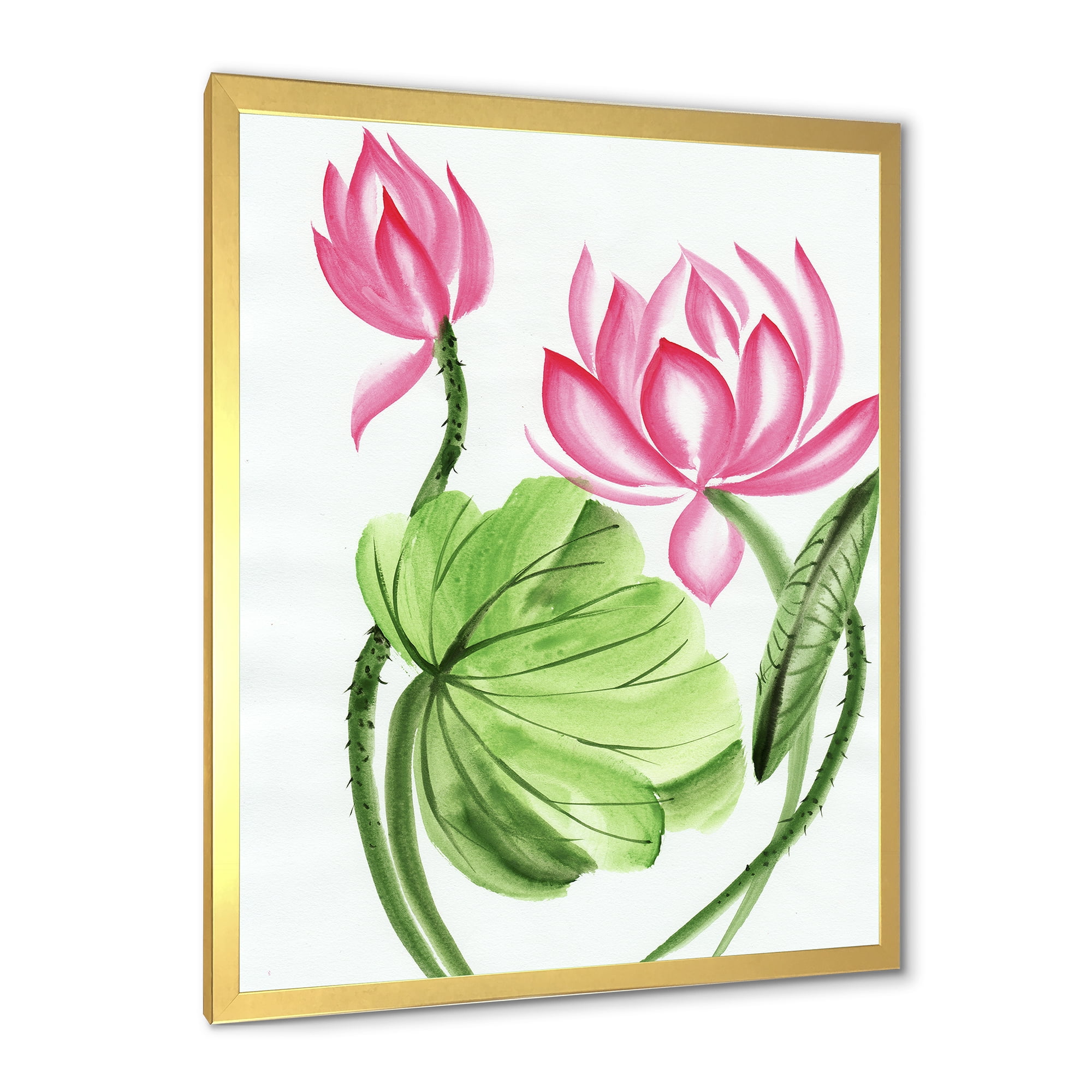 Designart 'The Dragonfly and Lotus II' Traditional Framed Art Print
