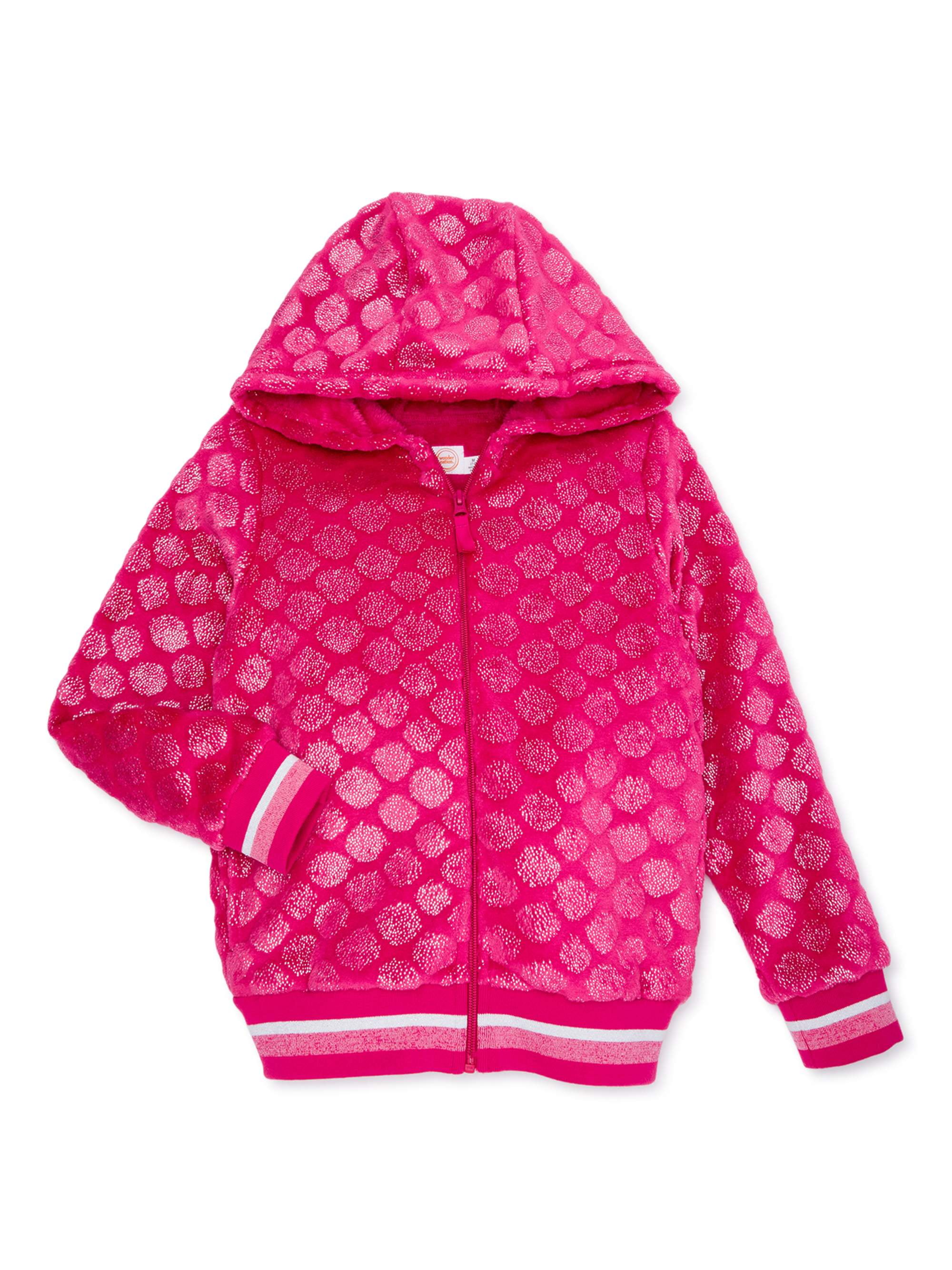 Girls Plush Full-Zip Fleece Jacket with Hood