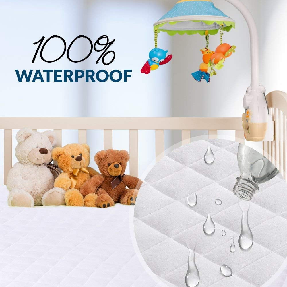 Mattress Protector  28"x49" Waterproof Noiseless Ultra Soft Viscose Made From With Quilted Terry Cotton Top White Fitted Sheet Style Cover