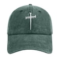 thumbnail image 2 of Womens and Mens Christian Jesus Cross Baseball Cap, Easter Cross Embroidered Adjustable Unisex Dad Hat, Retro Washed Vintage Cotton Curved Brim Baseball Cap for Summer Outdoor and Casual Wear Green, 2 of 4