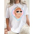 thumbnail image 1 of Camiseta Para Mujer De Verano Para Uso Diario, Viajes, DesplazamientosWomen'S Casual Crew Neck T-Shirt, Polyester Blend, Medium Stretch Knit Fabric, with Playful Heart Portrait Print, for All-Season, 1 of 6