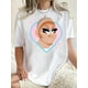thumbnail image 1 of Women'S Casual Crew Neck T-Shirt, Polyester Blend, Medium Stretch Knit Fabric, with Playful Heart Portrait Print, for All-Season Comfort Tee, 1 of 6