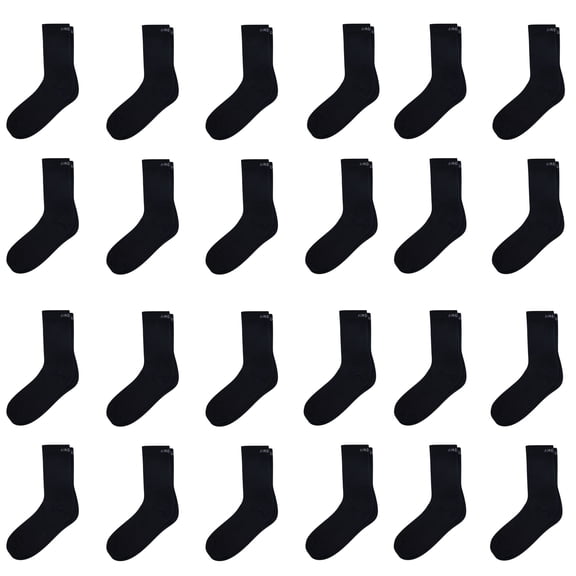 Air Garb Black Crew Length Cushioned Cotton Socks for Men and Women Free Size - Pack of 24