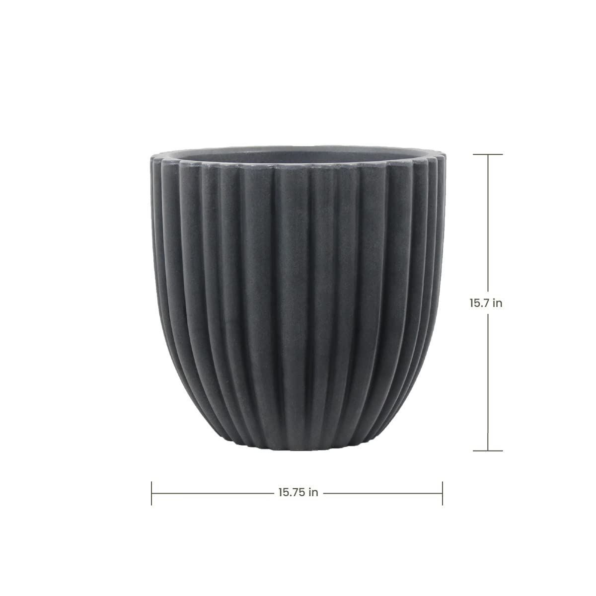 Ecobo 15.7" Tall, Eco-Friendly Round Planter Indoor/Outdoor use, Durable, Versatile & Lightweight, Designed by Brazilian Artisans, Contemporary All-Weather Design –Dark Gray