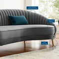 thumbnail image 5 of Tufted Sofa, Velvet, Grey Gray, Modern Contemporary Urban Design, Living Lounge Room Hotel Lobby Hospitality, 5 of 8