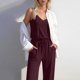 thumbnail image 3 of Pantalones Casuales para Mujeres de Verano sin Mangas Pantalones Largos Sudadera con Cuello en V Y Bolsillo, Sudaderas Casuales para Mujeres de Verano para Diario Y Fiesta, 3 of 7