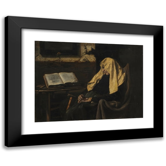 Anonymous 14x11 Black Modern Framed Museum Art Print Titled - Old Woman Asleep (Mid 19th Century)