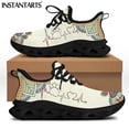 thumbnail image 1 of Zapatillas deportivas ligeras con plataforma y cordones para mujer, con estampado de huella de perro y latidos bohemios, de malla, 1 of 6