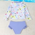 thumbnail image 4 of CAICJ98 Girls Swimsuit 2 Pieces Long Sleeve Rash Guard Set Bathing Suits for Toddler Girls Summer Swimwear (6-7 Years,Purple), 4 of 6
