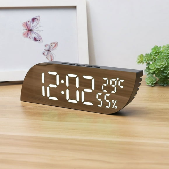 Horloge Électronique Numérique Affichage Température et Humidité Affichage LED Horloge Électronique Affichage Numérique Stéréo Réglage Automatique de la Luminosité