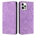 thumbnail image 2 of for iPhone 13 Pro Wallet Case, Vintage PU Leather Protective Case Embossed Sunflower Folio Magnetic Card Slots Holder Kickstand Wrist Strap Flip Case for iPhone 13 Pro, Purple, 2 of 7
