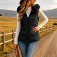 thumbnail image 6 of Ywyfzly Women's Quilted Puffer Vest with Faux Fur Collar Zip Up Sleeveless Padded Gilet with Pockets Solid Color Fall Winter Outerwear Black L, 6 of 8