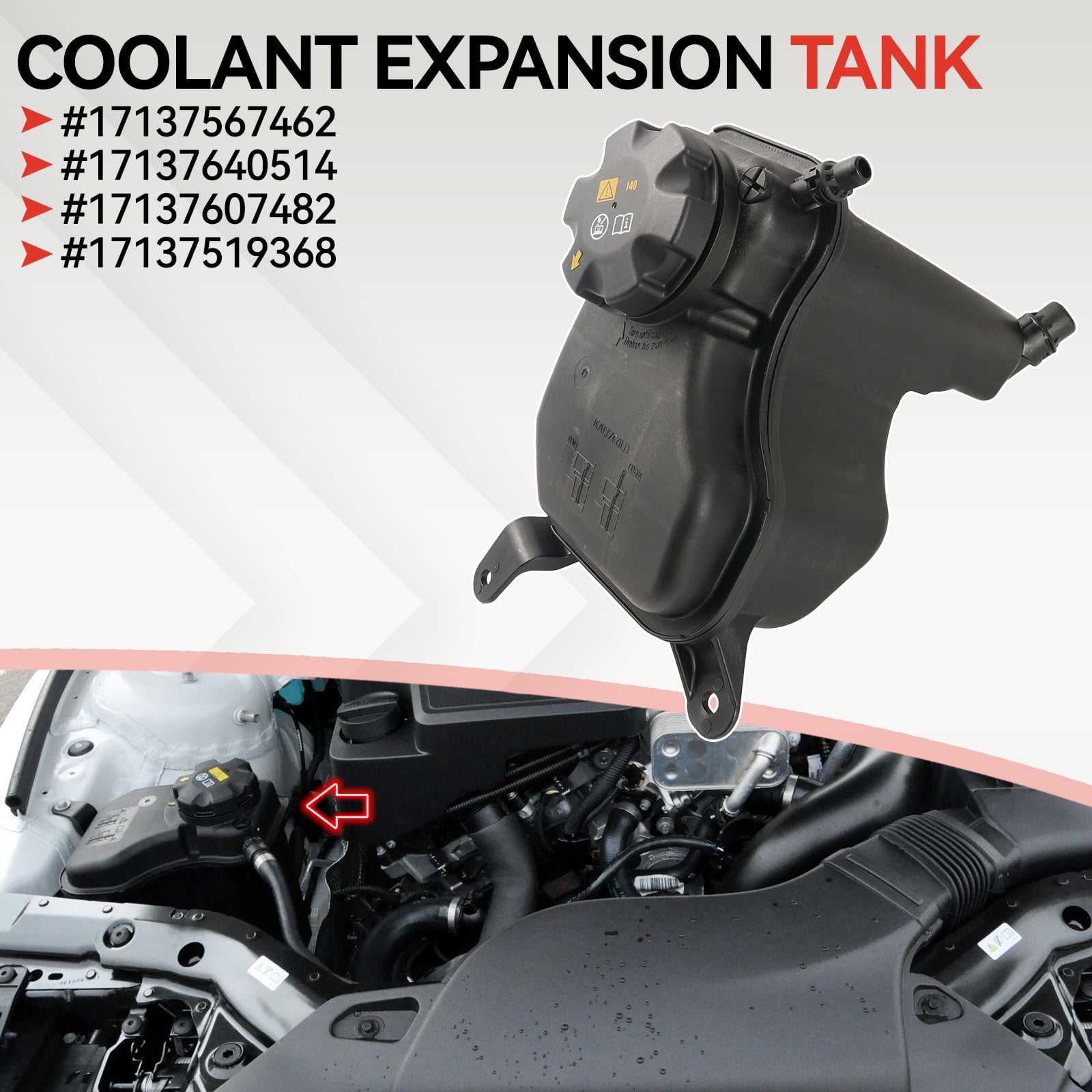 OEMASSIVE Coolant Reservoir Expansion Tank W/ Sensor Cap for BMW 128i 135i 325i 328i 335i