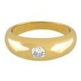 thumbnail image 4 of 18K Gold Plated Sterling Silver Round Cut Shape CZ Cigar Band Dome Ring for Women, Size 7, 4 of 7