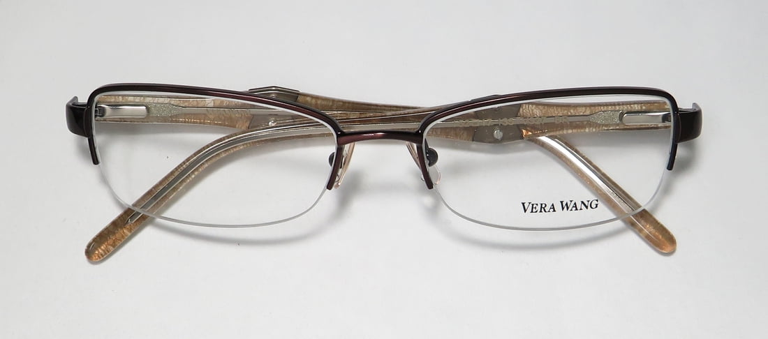 NEW VERA WANG V327 WOMENS/LADIES CAT EYE HALF-RIM BROWN