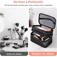 thumbnail image 2 of Cosmetiquera de Viaje de Gran Capacidad, Bolsa de Almacenamiento Multifuncional Holográfica Portátil de Doble Capa, Adecuada para Cosméticos, Artículos de Tocador (Negro), 2 of 4