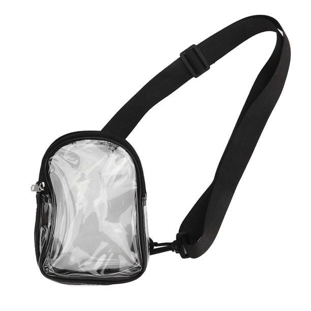 Transparent Shoulder Bag Fashion Large Capacity Waterproof Clear PVC Shoulder Bag for Daily Work Travel Beach Black