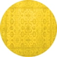 thumbnail image 1 of Ahgly Company Machine Washable Indoor Round Oriental Yellow Traditional Area Rugs, 6' Round, 1 of 4