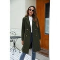 thumbnail image 3 of Womens Fall WinterNotched Lapel Collar Double Breasted Pea Coat Wool Blend Over Coats Long Jackets, 3 of 6