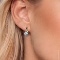 thumbnail image 3 of Gem Stone King 2.75 Ct Pear Shape Sky Blue Topaz E-F Lab Grown Diamond 925 Silver and 10K Yellow Gold Earrings, 3 of 6